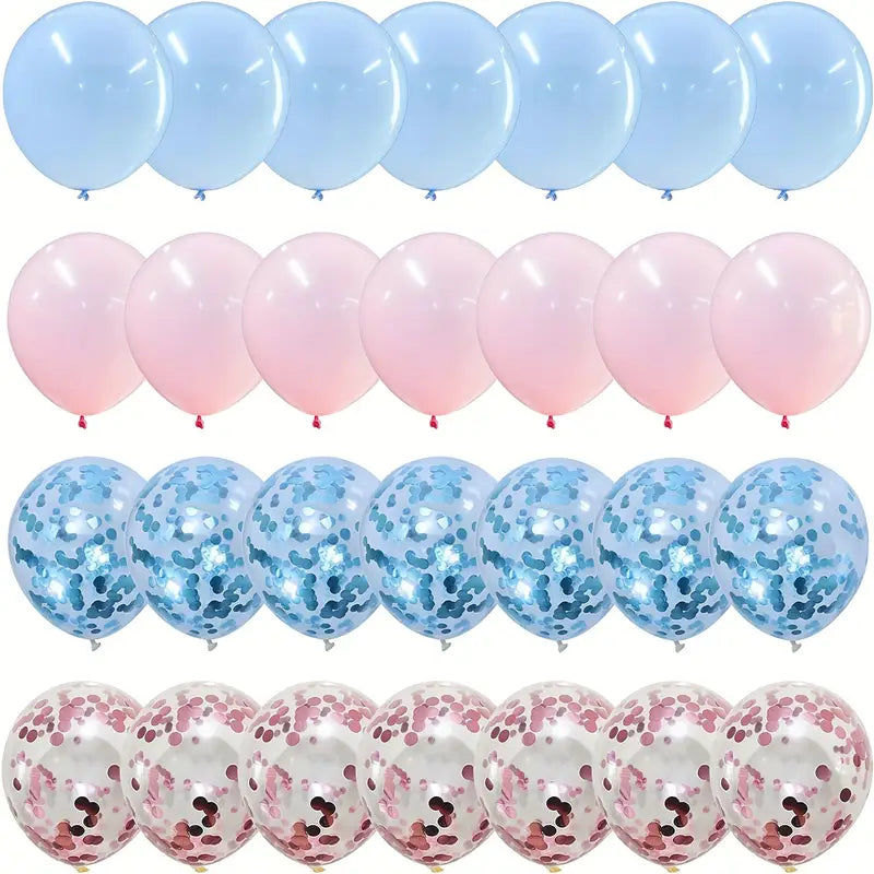 Set van 60 balonnen voor gender reveal / babyshower - Roze & blauw