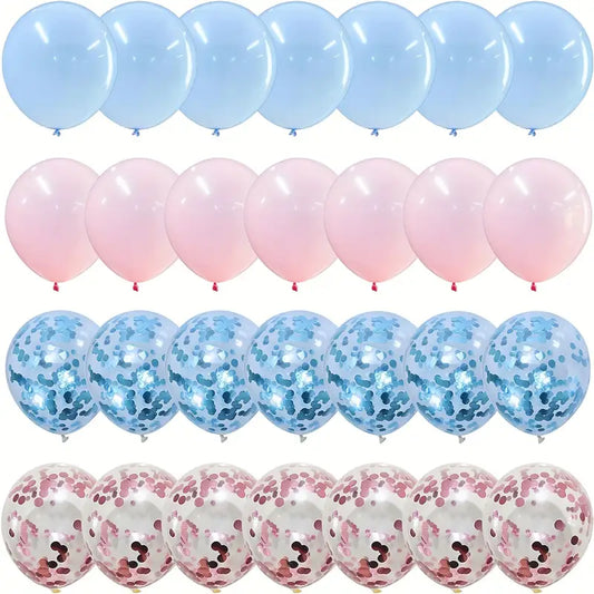 Set van 60 balonnen voor gender reveal / babyshower - Roze & blauw